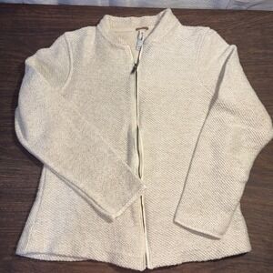 Weird Fish Full Zip Sweater Cardigan Jacket Women's UK 14 Beige